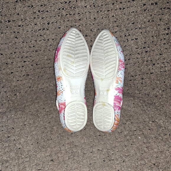 CROCS-Eve Floral Slingback Flat-Hibiscus White Floral-Sz 7-Excellent - Picture 7 of 7